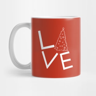 Love Christmas with Tree Line Drawing Mug
